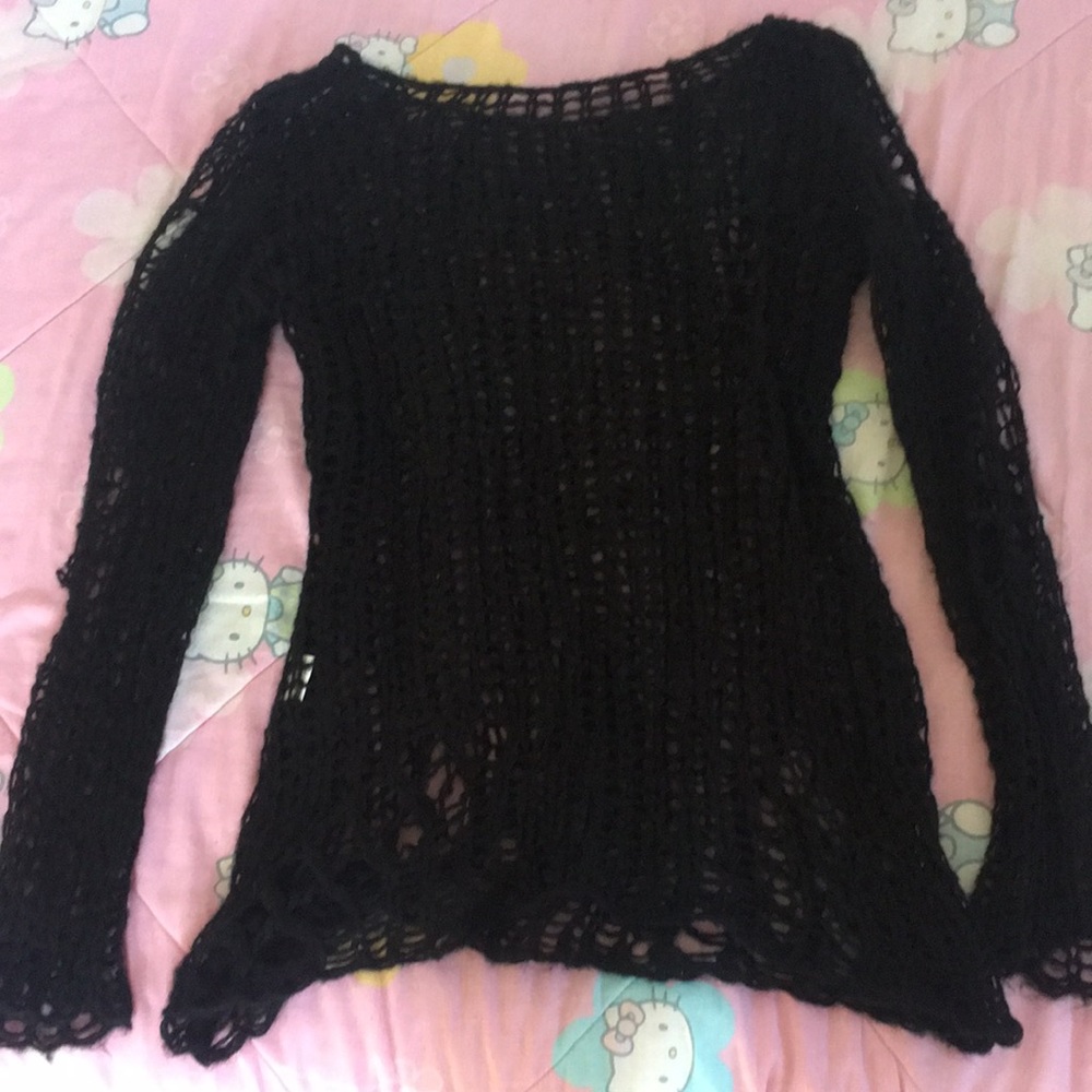 lip service punk rave loose knit long sleeve layering goth grunge mohair top